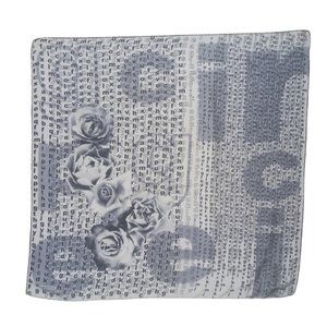ARMINE White Alphabet Flower Silk Scarf 35.5"/ 34” EC